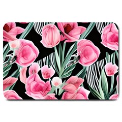 Expressive Watercolor Flowers Botanical Foliage Large Doormat by GardenOfOphir