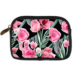 Expressive Watercolor Flowers Botanical Foliage Digital Camera Leather Case by GardenOfOphir