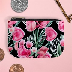 Expressive Watercolor Flowers Botanical Foliage Mini Coin Purse by GardenOfOphir