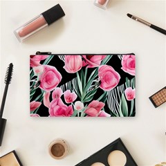 Expressive Watercolor Flowers Botanical Foliage Cosmetic Bag (small) by GardenOfOphir