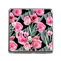 Expressive Watercolor Flowers Botanical Foliage Memory Card Reader (square 5 Slot) by GardenOfOphir