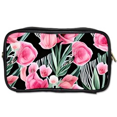 Expressive Watercolor Flowers Botanical Foliage Toiletries Bag (two Sides) by GardenOfOphir