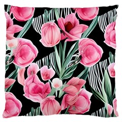 Expressive Watercolor Flowers Botanical Foliage Large Cushion Case (one Side) by GardenOfOphir