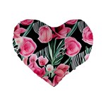 Expressive Watercolor Flowers Botanical Foliage Standard 16  Premium Heart Shape Cushions Front