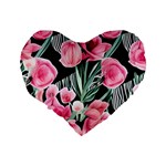 Expressive Watercolor Flowers Botanical Foliage Standard 16  Premium Heart Shape Cushions Back