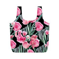 Expressive Watercolor Flowers Botanical Foliage Full Print Recycle Bag (m) by GardenOfOphir