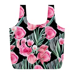 Expressive Watercolor Flowers Botanical Foliage Full Print Recycle Bag (l) by GardenOfOphir