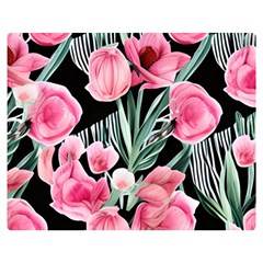 Expressive Watercolor Flowers Botanical Foliage Premium Plush Fleece Blanket (medium) by GardenOfOphir