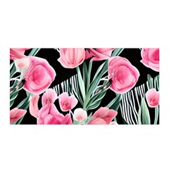 Expressive Watercolor Flowers Botanical Foliage Satin Wrap 35  X 70  by GardenOfOphir