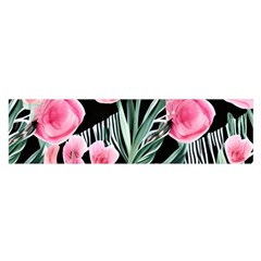 Expressive Watercolor Flowers Botanical Foliage Oblong Satin Scarf (16  X 60 ) by GardenOfOphir