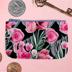 Expressive Watercolor Flowers Botanical Foliage Large Coin Purse by GardenOfOphir