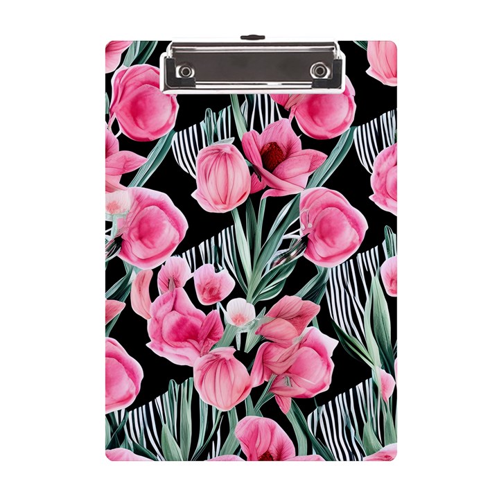 Expressive Watercolor Flowers Botanical Foliage A5 Acrylic Clipboard