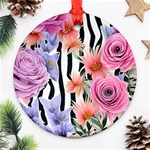 Delightful watercolor flowers and foliage Ornament (Round) Front