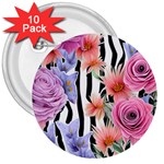 Delightful watercolor flowers and foliage 3  Buttons (10 pack)  Front