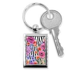 Delightful Watercolor Flowers And Foliage Key Chain (rectangle) by GardenOfOphir