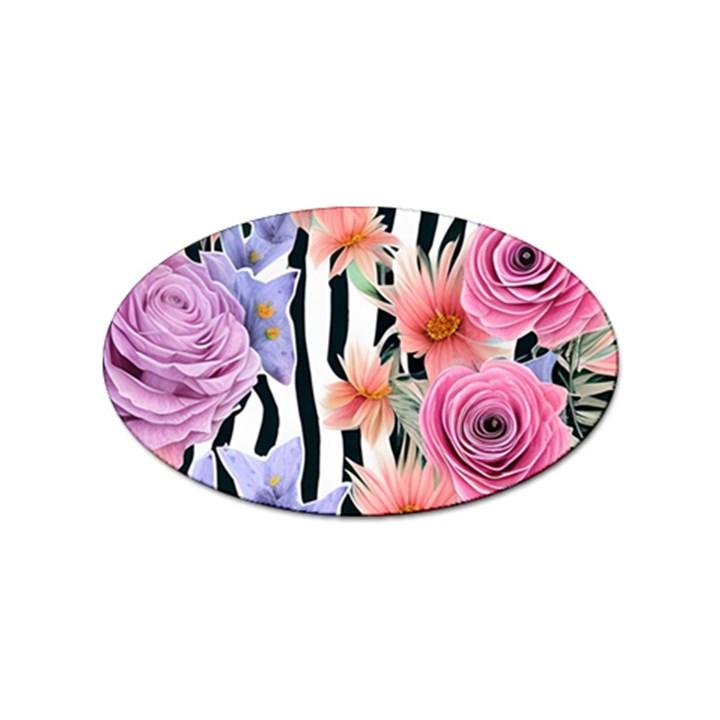 Delightful watercolor flowers and foliage Sticker (Oval)