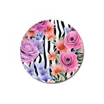 Delightful watercolor flowers and foliage Magnet 3  (Round) Front