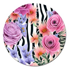 Delightful Watercolor Flowers And Foliage Magnet 5  (round) by GardenOfOphir