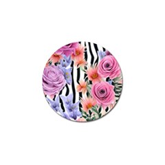 Delightful Watercolor Flowers And Foliage Golf Ball Marker by GardenOfOphir