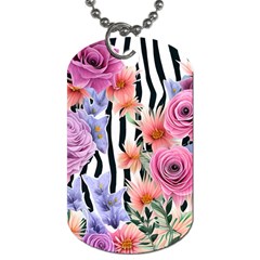 Delightful Watercolor Flowers And Foliage Dog Tag (two Sides) by GardenOfOphir