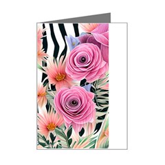 Delightful Watercolor Flowers And Foliage Mini Greeting Card by GardenOfOphir