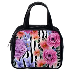 Delightful Watercolor Flowers And Foliage Classic Handbag (one Side) by GardenOfOphir