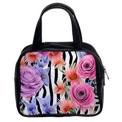 Delightful Watercolor Flowers And Foliage Classic Handbag (two Sides) by GardenOfOphir