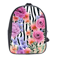 Delightful Watercolor Flowers And Foliage School Bag (large) by GardenOfOphir