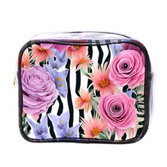 Delightful Watercolor Flowers And Foliage Mini Toiletries Bag (one Side) by GardenOfOphir