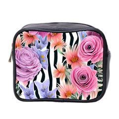 Delightful Watercolor Flowers And Foliage Mini Toiletries Bag (two Sides) by GardenOfOphir