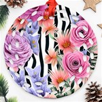 Delightful watercolor flowers and foliage Ornament (Round Filigree) Front