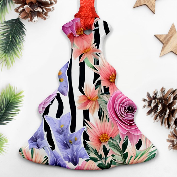 Delightful watercolor flowers and foliage Christmas Tree Ornament (Two Sides)