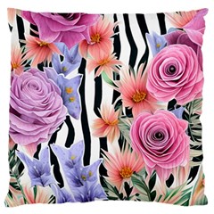 Delightful Watercolor Flowers And Foliage Standard Premium Plush Fleece Cushion Case (one Side) by GardenOfOphir