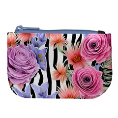 Delightful Watercolor Flowers And Foliage Large Coin Purse by GardenOfOphir