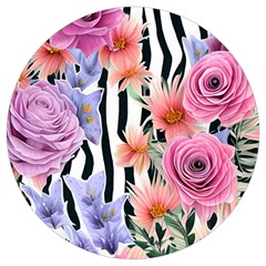 Delightful Watercolor Flowers And Foliage Round Trivet by GardenOfOphir