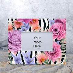 Delightful Watercolor Flowers And Foliage White Tabletop Photo Frame 4 x6  by GardenOfOphir