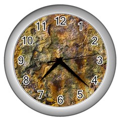 Rusty Orange Abstract Surface Wall Clock (silver) by dflcprintsclothing