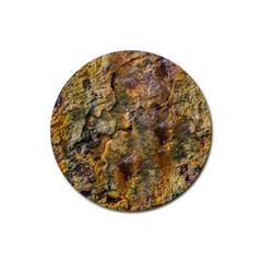 Rusty Orange Abstract Surface Rubber Coaster (round) by dflcprintsclothing