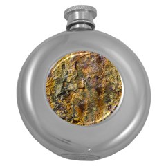 Rusty Orange Abstract Surface Round Hip Flask (5 Oz) by dflcprintsclothing