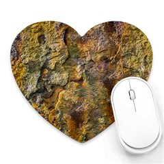 Rusty Orange Abstract Surface Heart Mousepad by dflcprintsclothing