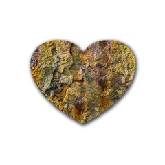 Rusty Orange Abstract Surface Rubber Coaster (heart) by dflcprintsclothing