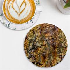 Rusty Orange Abstract Surface Uv Print Round Tile Coaster by dflcprintsclothing