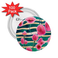 Different Watercolor Flowers Botanical Foliage 2 25  Buttons (100 Pack)  by GardenOfOphir