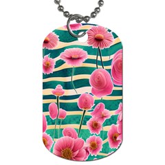 Different Watercolor Flowers Botanical Foliage Dog Tag (two Sides) by GardenOfOphir