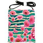 Different Watercolor Flowers Botanical Foliage Shoulder Sling Bag Front