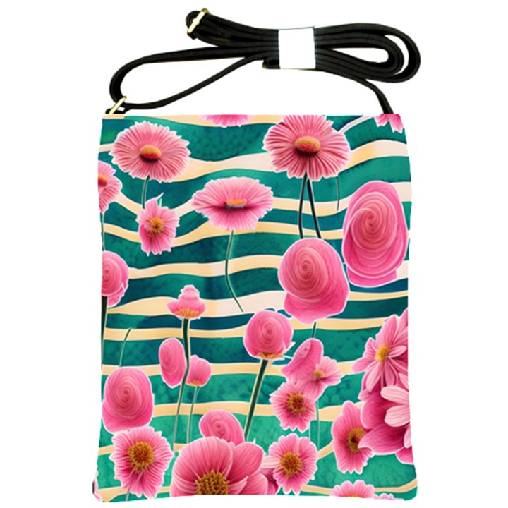 Different Watercolor Flowers Botanical Foliage Shoulder Sling Bag