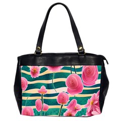 Different Watercolor Flowers Botanical Foliage Oversize Office Handbag (2 Sides) by GardenOfOphir