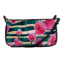 Different Watercolor Flowers Botanical Foliage Shoulder Clutch Bag by GardenOfOphir