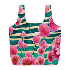 Different Watercolor Flowers Botanical Foliage Full Print Recycle Bag (l) by GardenOfOphir