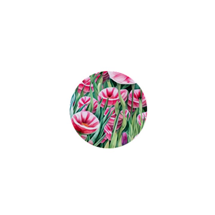 Cute watercolor flowers and foliage 1  Mini Buttons